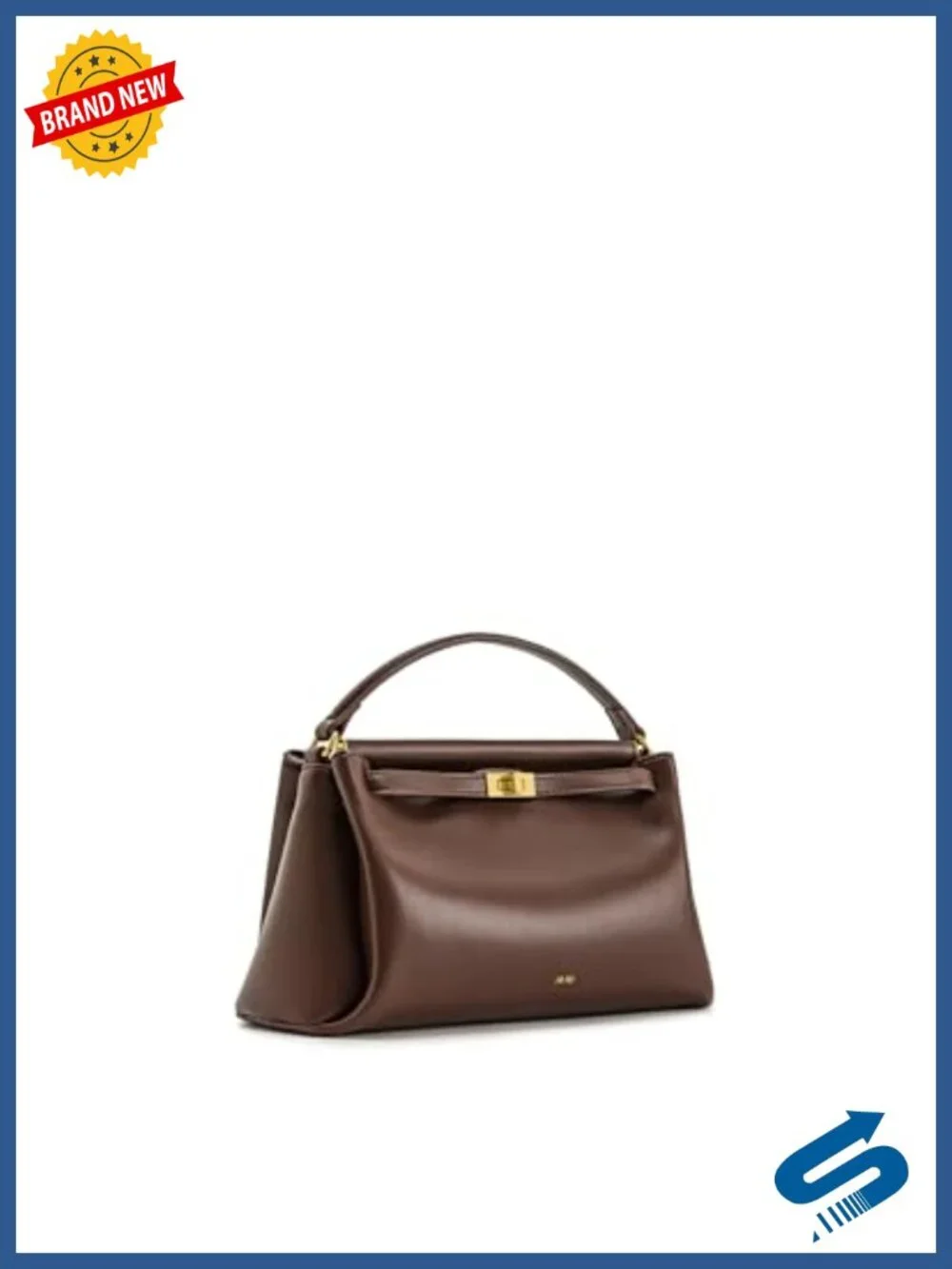 Vegan Leather Top Handle Satchel Bag with Twist Lock, Crossbody Strap
